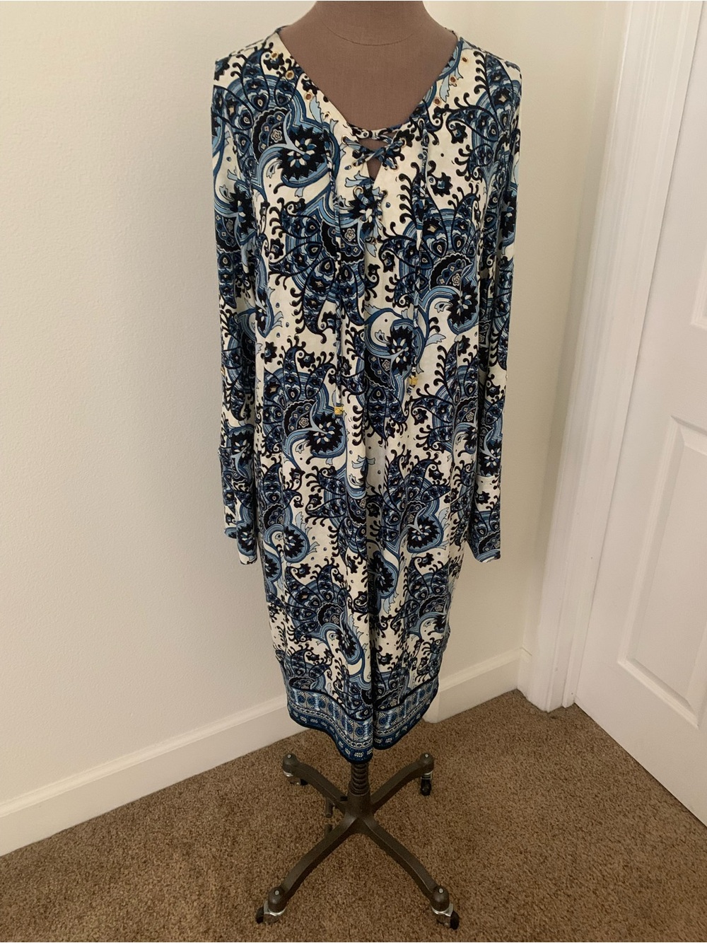 Michael Kors Blue Paisley Print Tunic Top